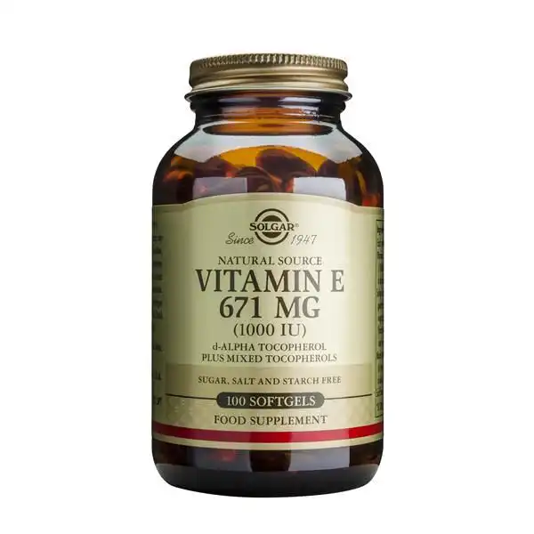 Solgar Frasco de vitamina E, 100 cápsulas.
