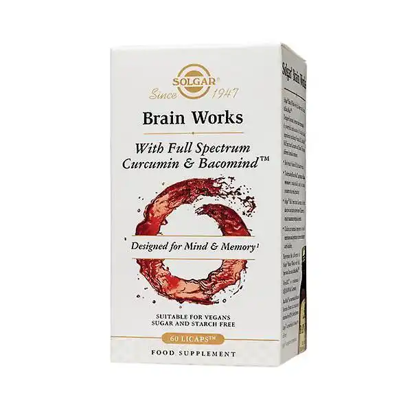 Solgar Brain Works - Curcumina Full Spectrum E Bacopa 60 Cápsulas