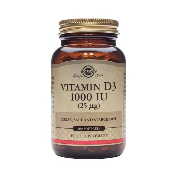 Solgar Frasco de suplementos de vitamina D3 - 100 softgels