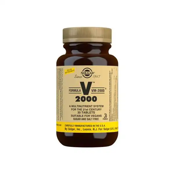 Frasco de vitaminas Solgar VM-2000 30 compridos
