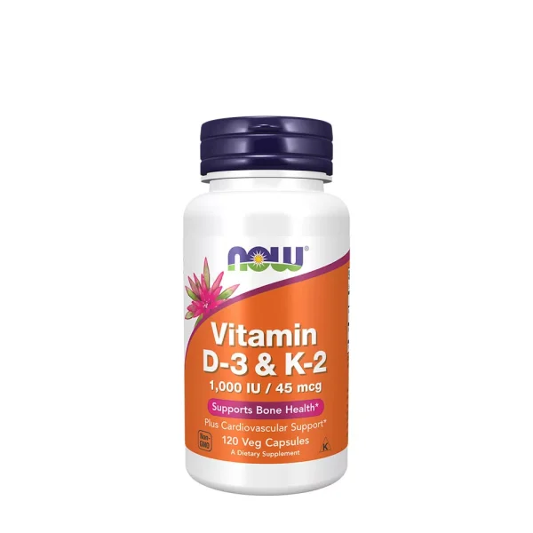 NOW Foods Vitamina D3 1000 UI y K2 45 µg – 120 cápsulas vegetales