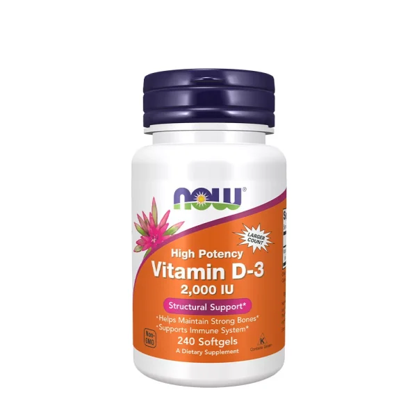 NOW Foods Vitamina D3 2000 UI (50 µg) – 240 perlas