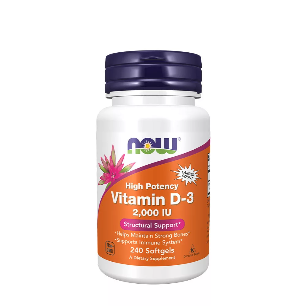 NOW Foods Vitamina D3 2000 UI (50 µg) – 240 perlas