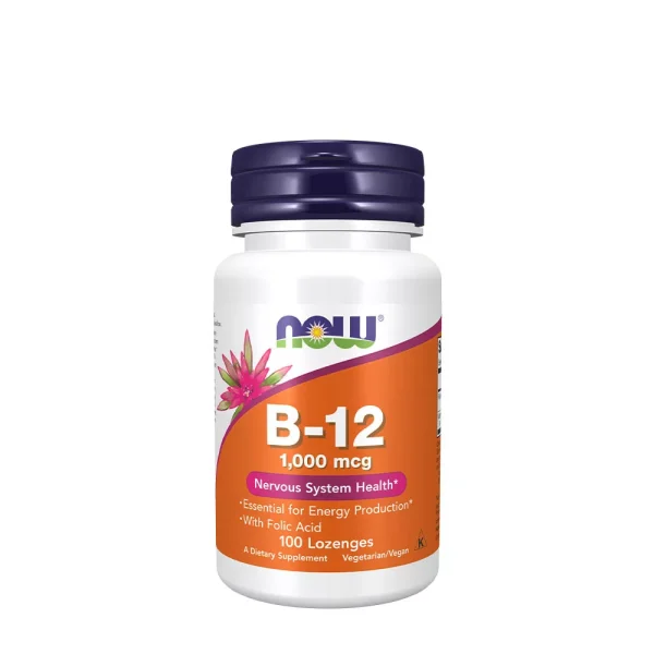 NOW Foods Vitamina B12 1000 µg con ácido fólico – 100 pastillas masticables