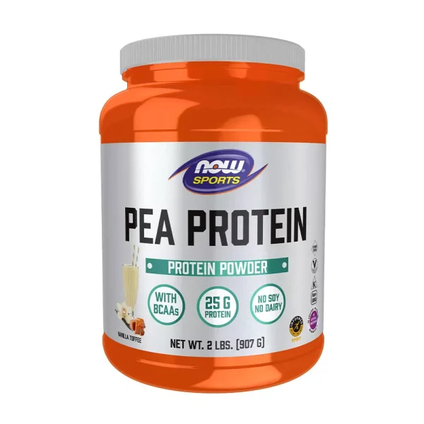 NOW Sports Proteína de guisante sabor vainilla toffee – 907 g