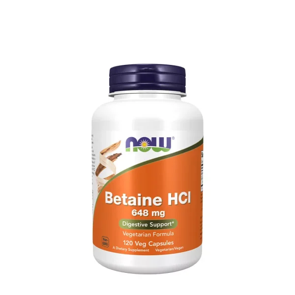 NOW Foods Betaína HCl 648 mg – 120 cápsulas vegetales