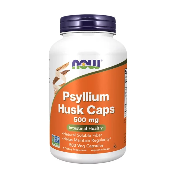 NOW Foods Psyllium Husk 500 mg – 500 cápsulas vegetales