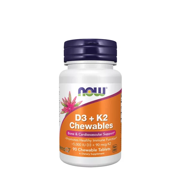 NOW Foods Vitamina D3 5.000 UI y K2 MK-7 90 µg, 90 comprimidos masticables