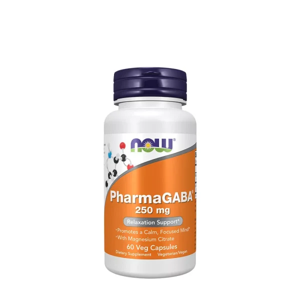 NOW Foods PharmaGABA 250 mg con magnesio – 60 cápsulas vegetales