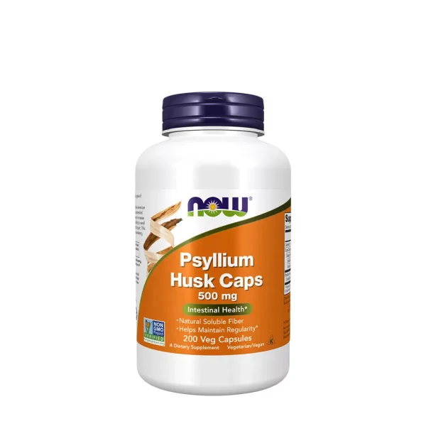 NOW Foods Psyllium Husk 500 mg – 200 cápsulas vegetales