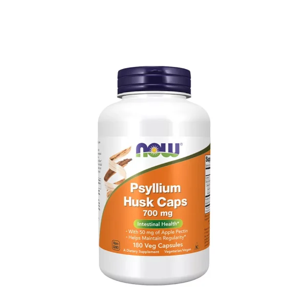 NOW Foods Psyllium Husk 750 mg con pectina de manzana – 180 cápsulas