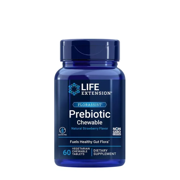 Life Extension FLORASSIST Prebiotic, sabor fresa – 60 comprimidos masticables