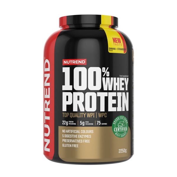 Nutrend 100% proteína de suero (2250 g, Banana & fresa) – imagen 1