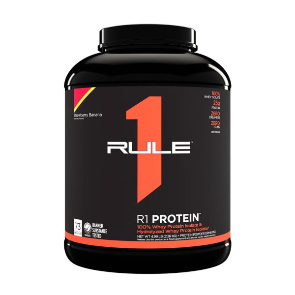 Rule1 R1 proteína Whey Isolate (5 lbs, fresa Banana) – imagen 1