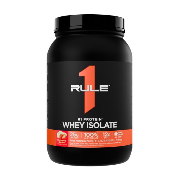 Rule1 R1 proteína Whey Isolate (2 lbs, fresa Banana) – imagen 1