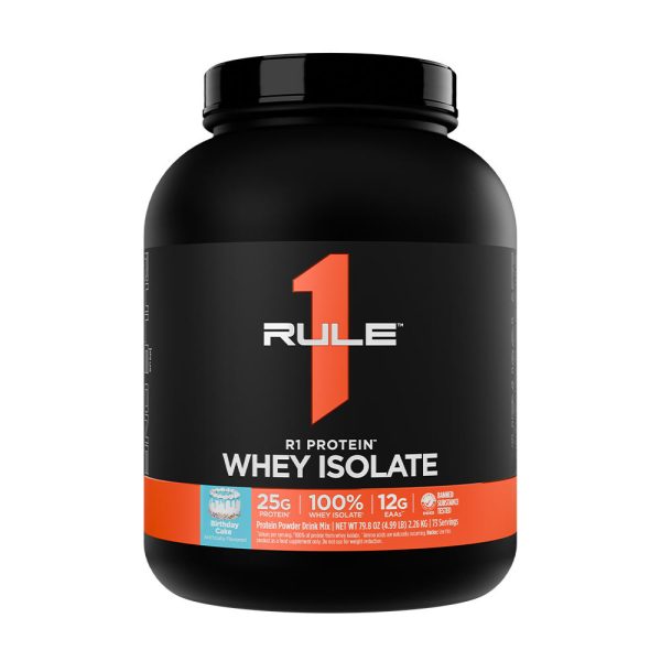 Rule1 R1 proteína Whey Isolate (5 lbs, Birthday Cake) – imagen 1