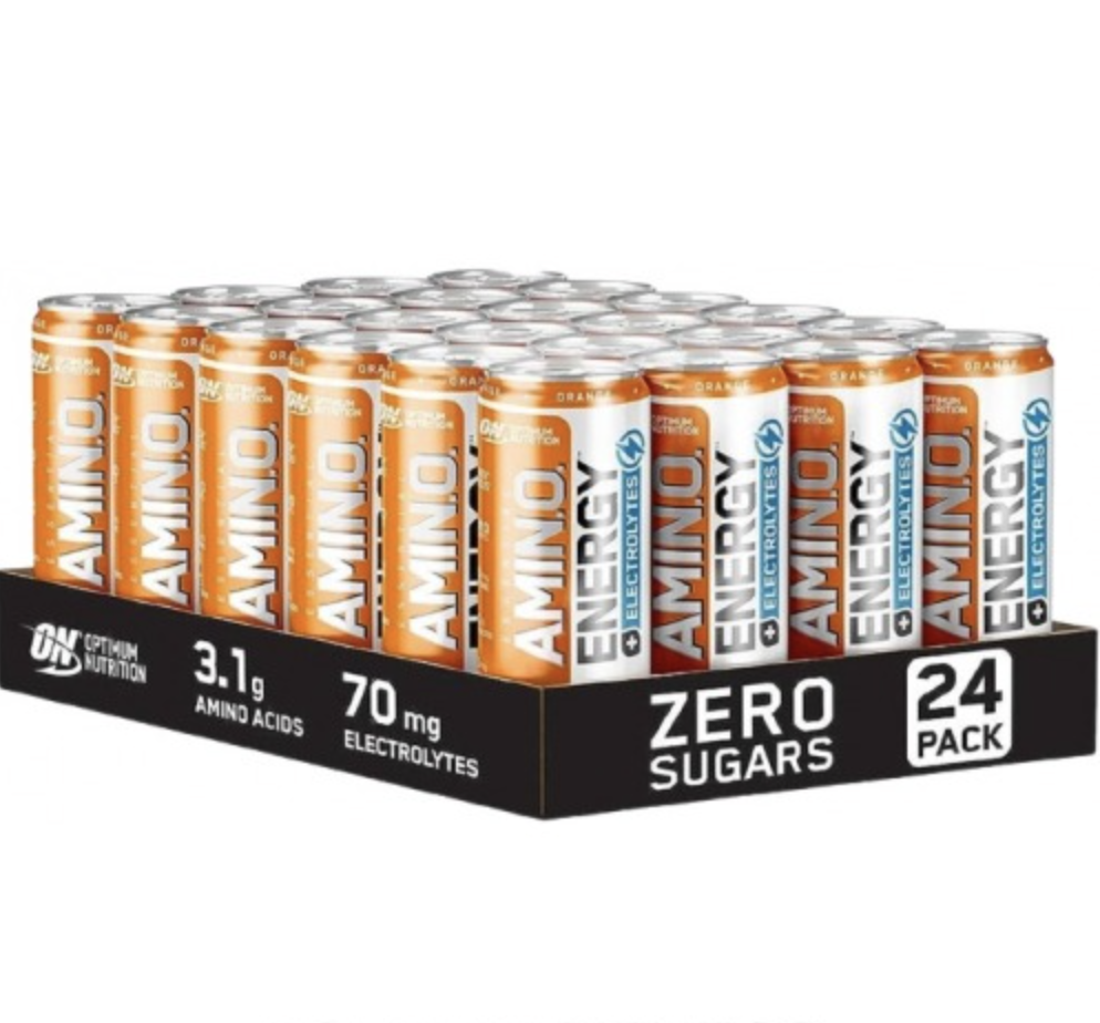 Optimum Nutrition Amino energy drink with electrolytes 24 x 250 ml — sabor naranja
