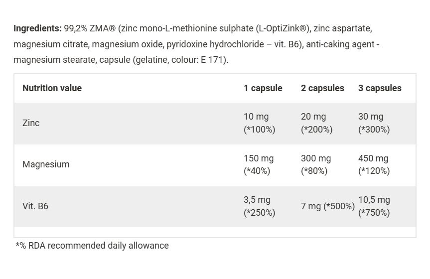 Olimp Sport ZMA - zinc, magnesio, vitamina B6 (120 cápsulas) – imagen 2 Olimp Sport ZMA - zinc, magnesio, vitamina B6 (120 cápsulas) – imagen 2