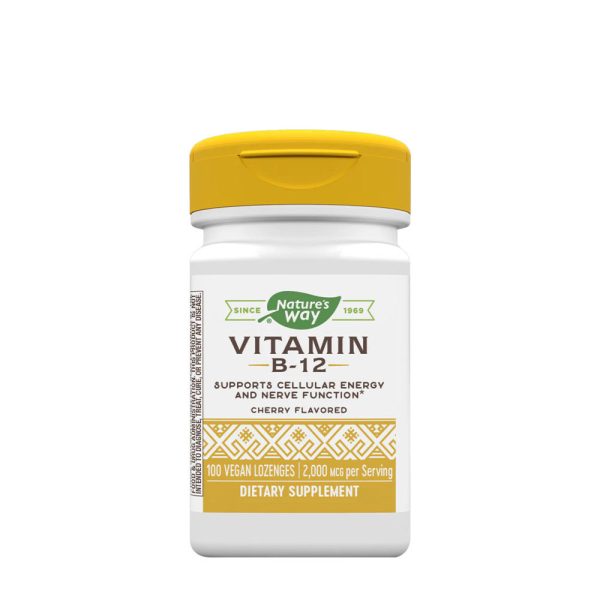 Natures Way vitamina B12 (100 Lozenges, cereza) – imagen 1