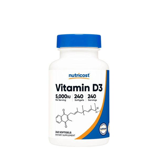 Nutricost vitamina D3 5,000 IU (240 cápsulas blandas) – imagen 1