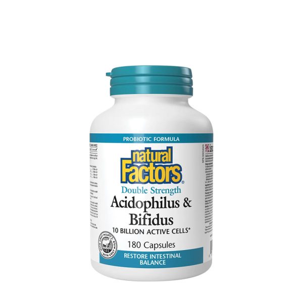 Natural Factors Acidophilus & Bifidus Double Strength (180 cápsulas) – imagen 1