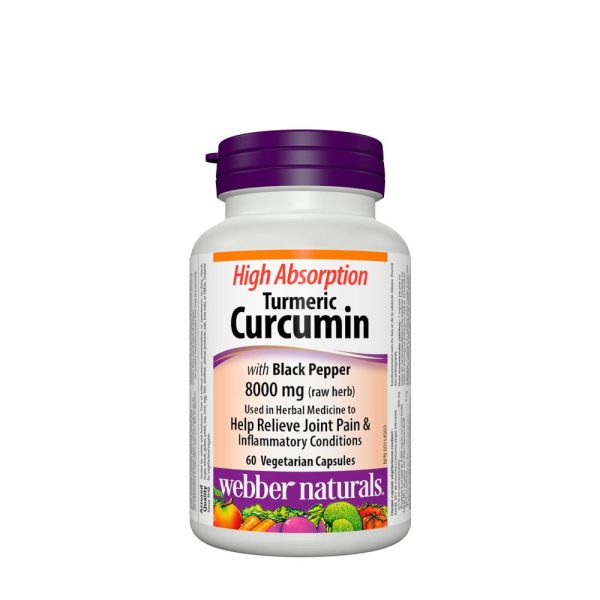 Webber Naturals cúrcuma Curcumin with pimienta negra 8000 mg (60 cápsulas vegetales) – imagen 1
