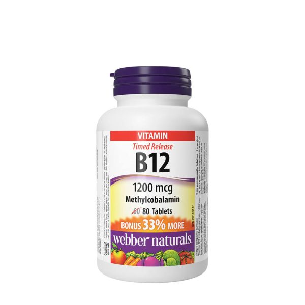Webber Naturals vitamina B12 Methylcobalamin 1200 mcg (80 comprimidos) – imagen 1