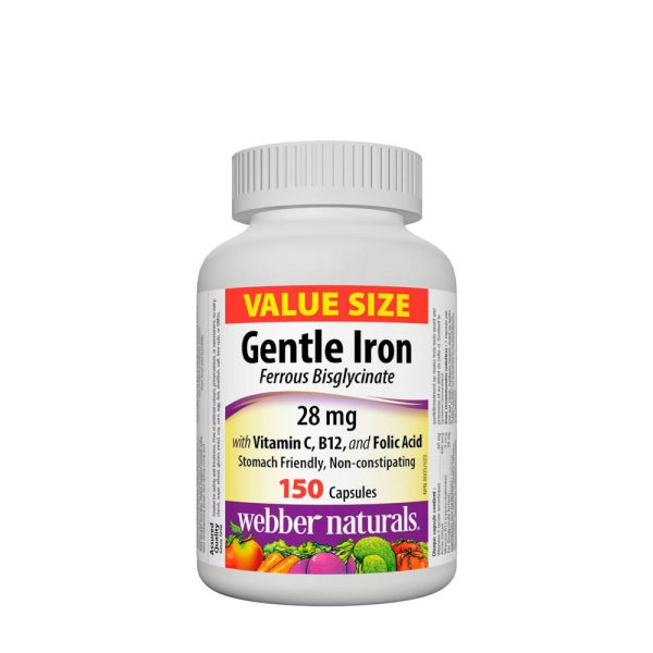 Webber Naturals Gentle hierro with vitamina C, B12, and Folic Acid (150 cápsulas) – imagen 1