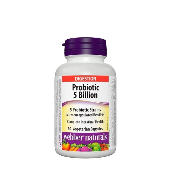 Webber Naturals Probiotic 5 Billion 5 Probiotic Strains (60 cápsulas vegetales) – imagen 1