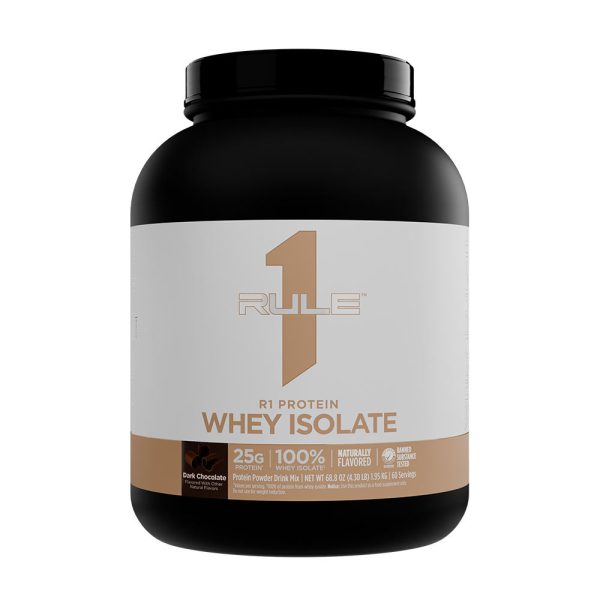 Rule1 Naturally Flavored R1 proteína Whey Isolate (4 lbs, Dark chocolate) – imagen 1
