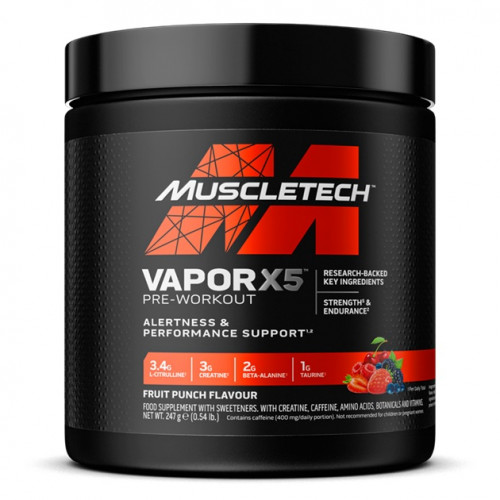MuscleTech Vapor X5 Pre-Workout — Blue Razz Freeze, 252 g